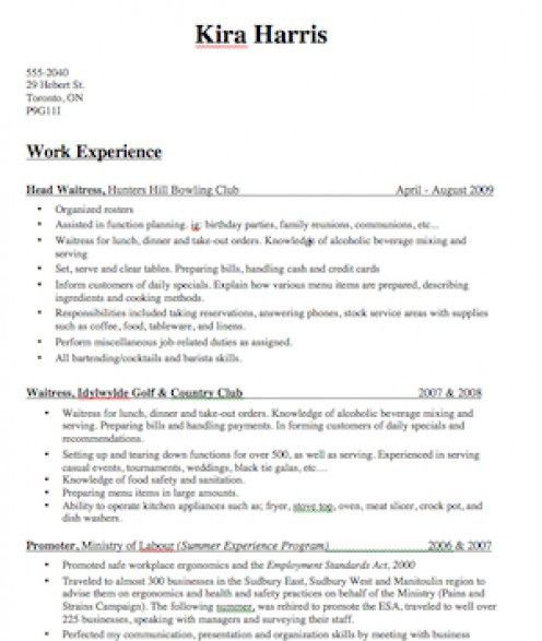 best bartender resumes