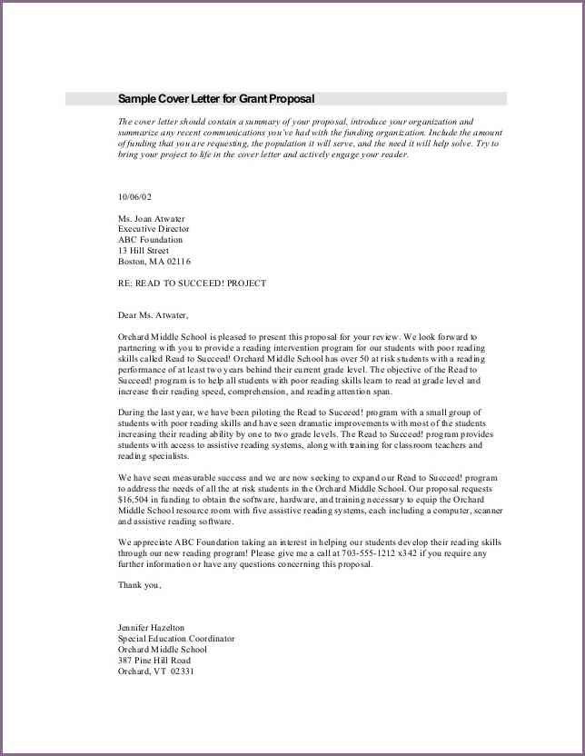 grant application cover letter samples