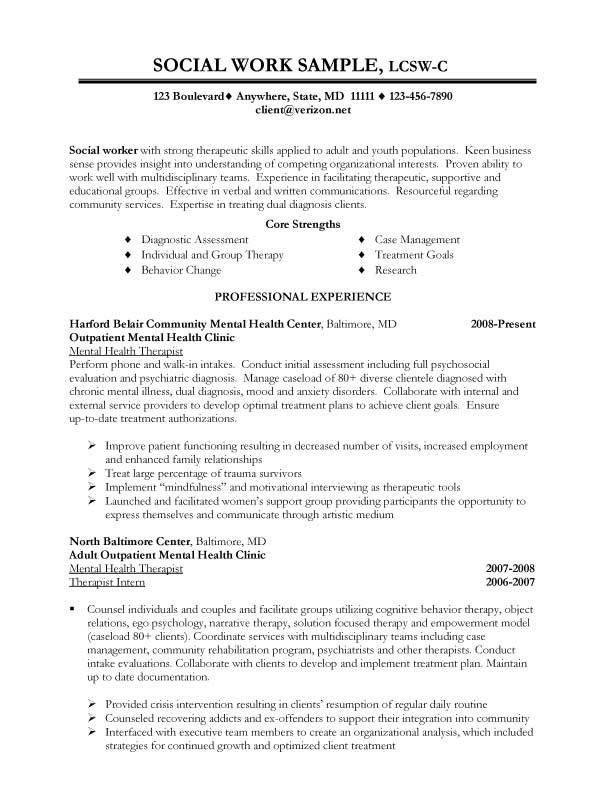 social work resume cover letter