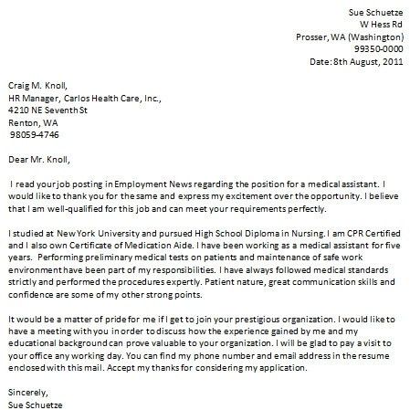 medical assistant cover letter samples