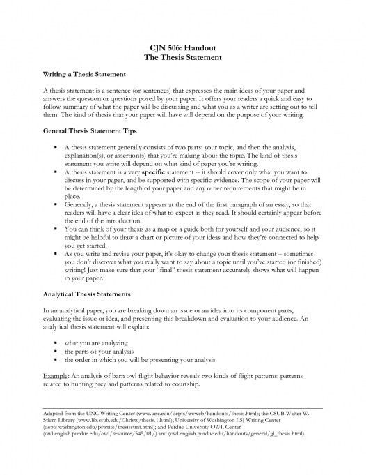 examples thesis statements essays