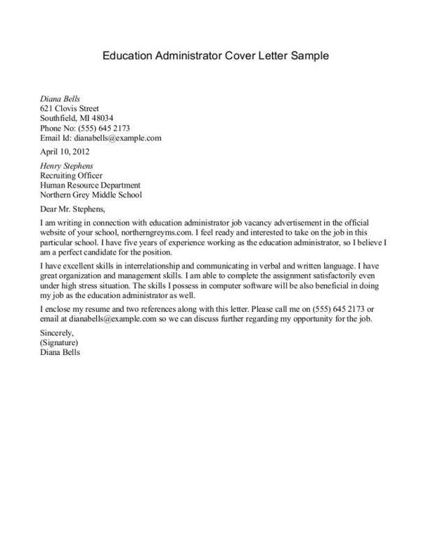 admin cover letter template