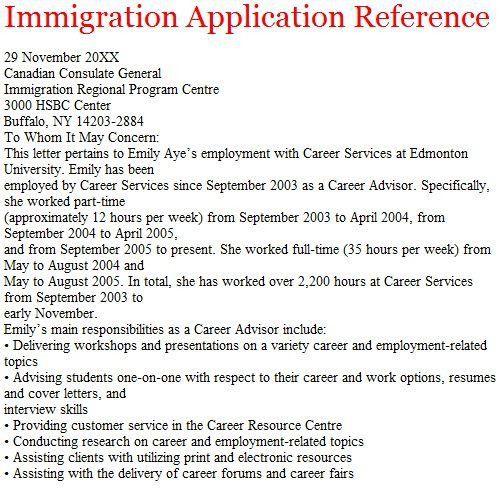 reference letter for immigration