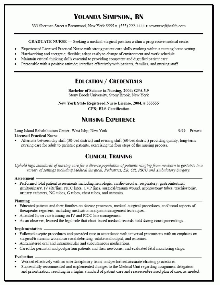lvn resume example