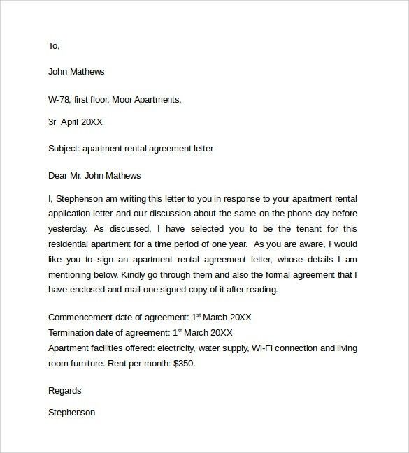 agreement letter sample