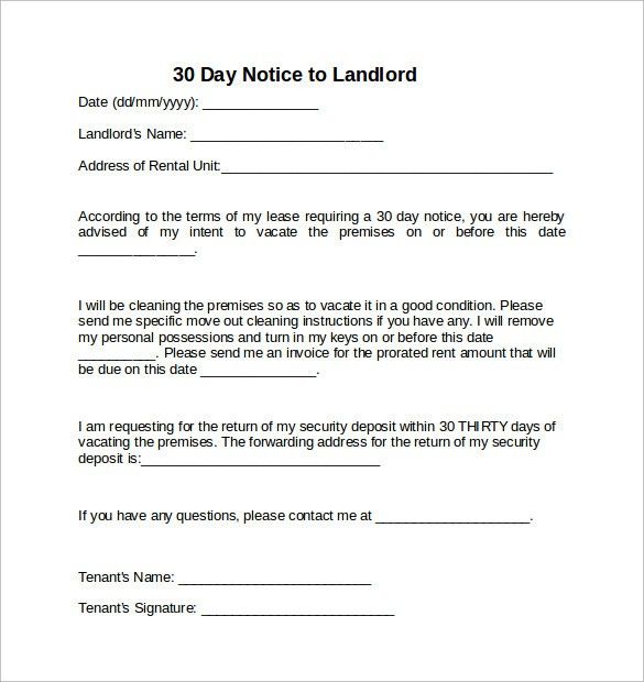 30 days move out notice