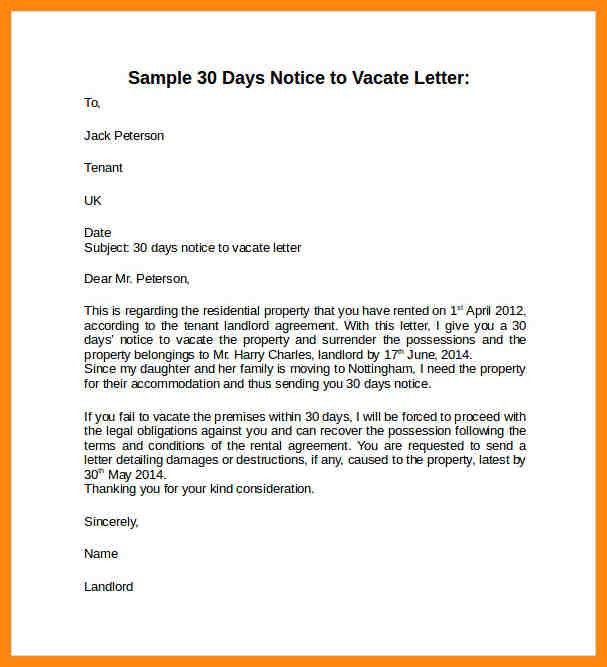 30 day lease termination letters