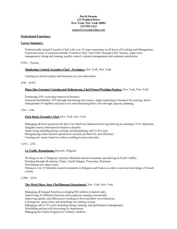 executive chef resumes