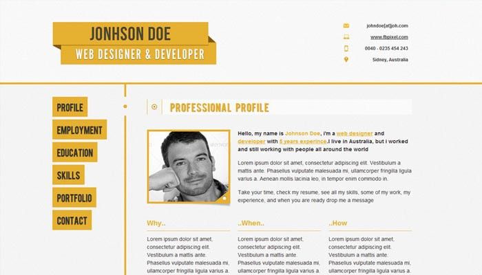 personal resume website example