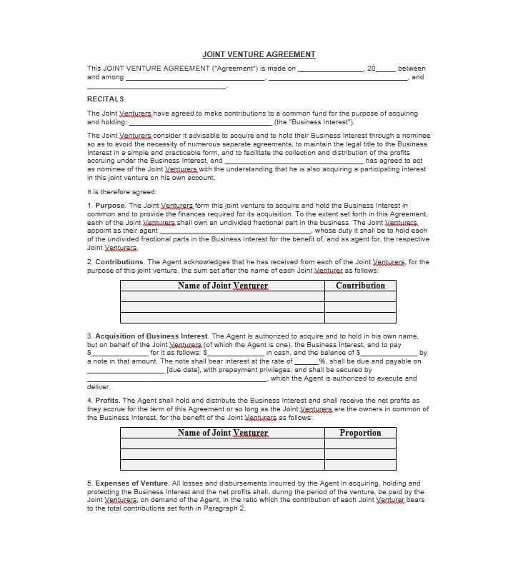 joint venture agreement