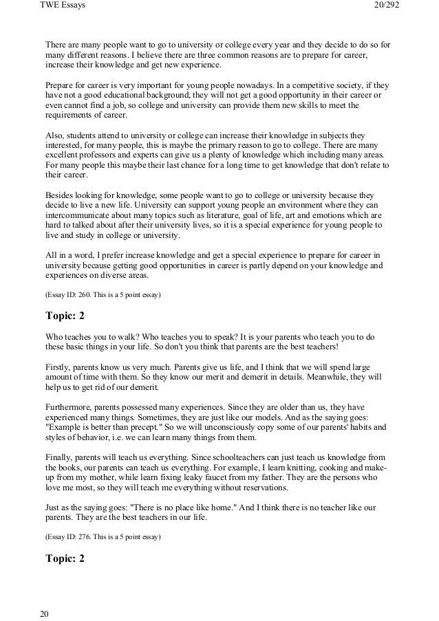 a model essay writing