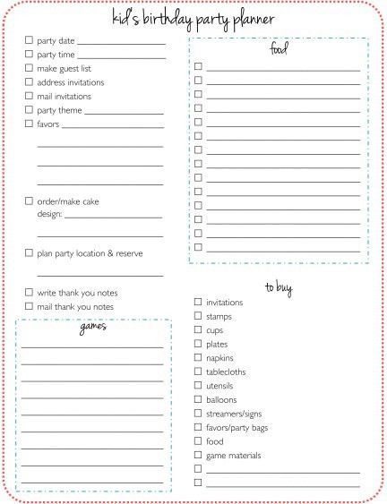 party plan checklist template