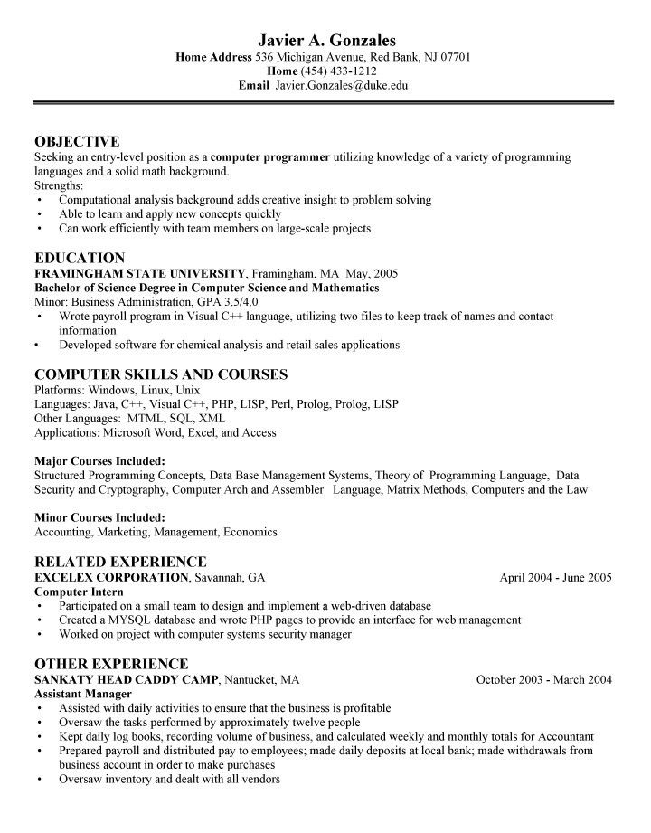 perl programmer resume