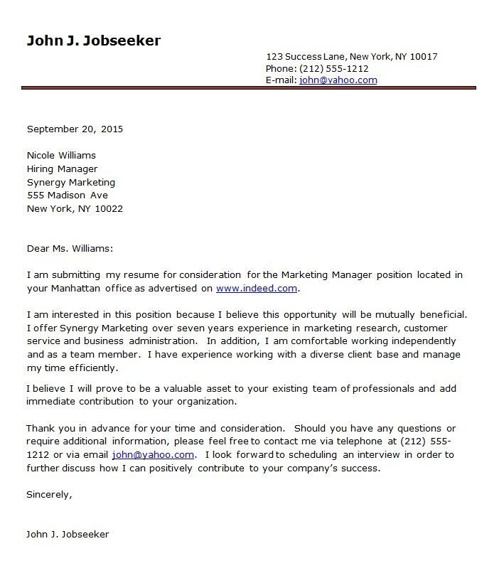 basic cover letter format