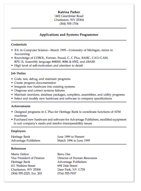 software programmer resume