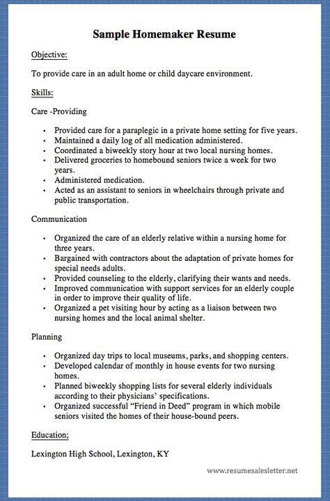 homemaker resume skills