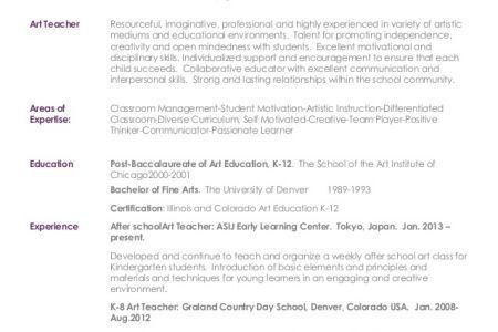 art education resume