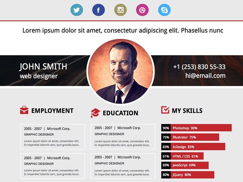 bootstrap resume template