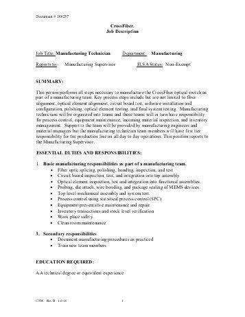 quality control technician job description