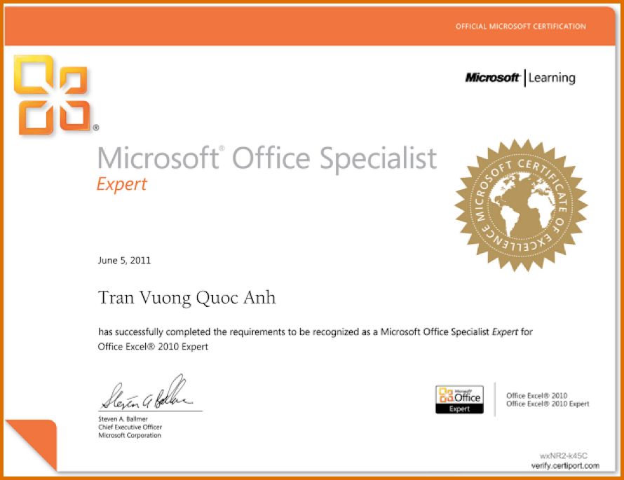 microsoft office certificates