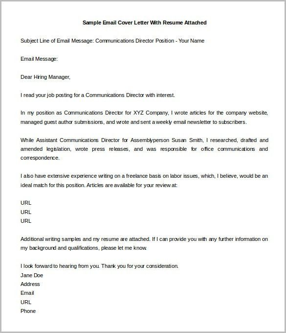 email cover letter example