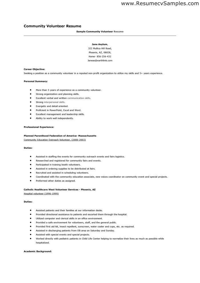 Sample Resume Volunteer Work resume for volunteer work youth mentor