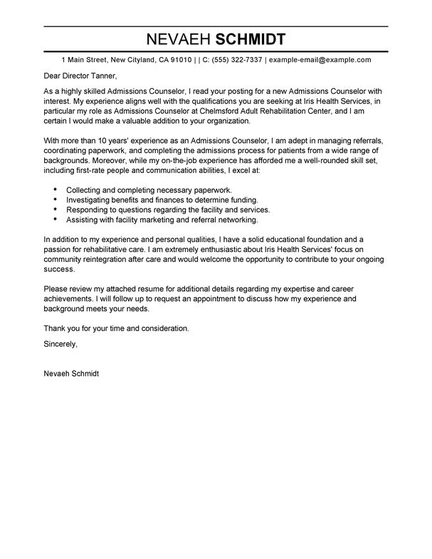 guidance counselor cover letter