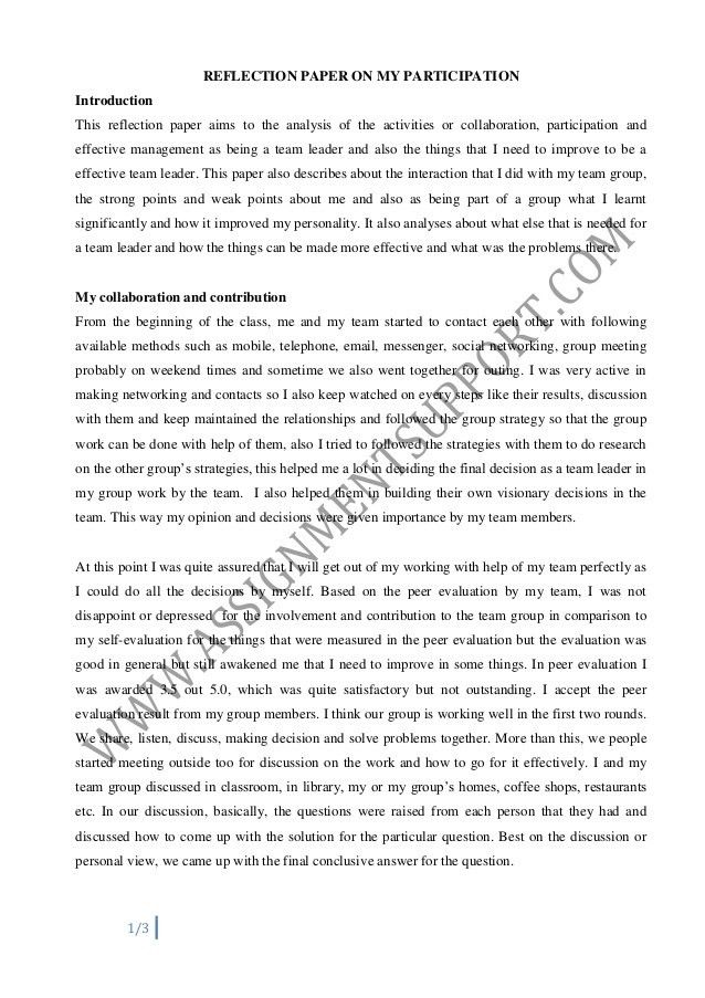 reflective analysis essay examples