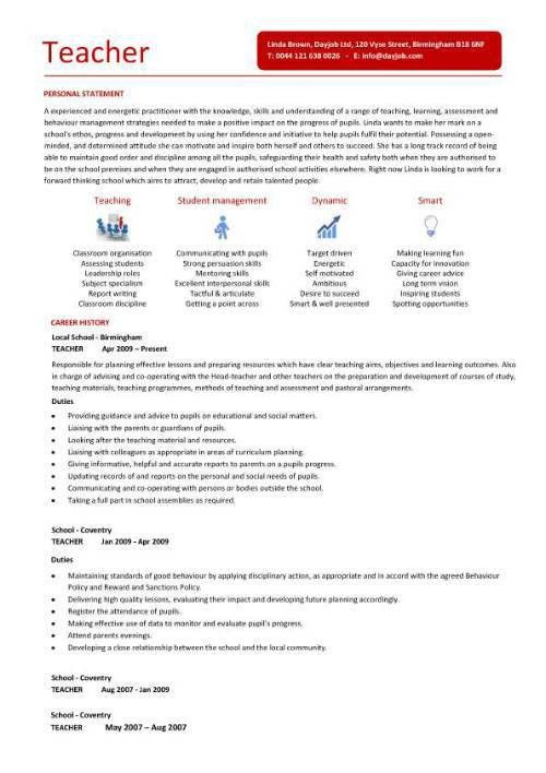 professional teacher resumes