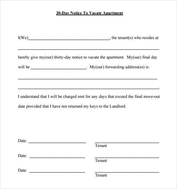 notice to vacate apartment letters