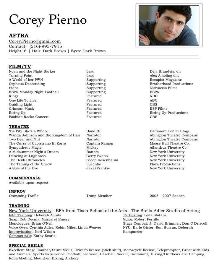 actors resume template