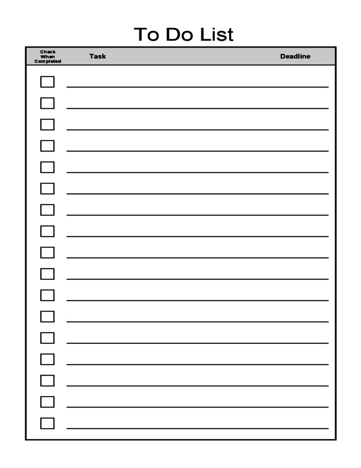 sample to do list