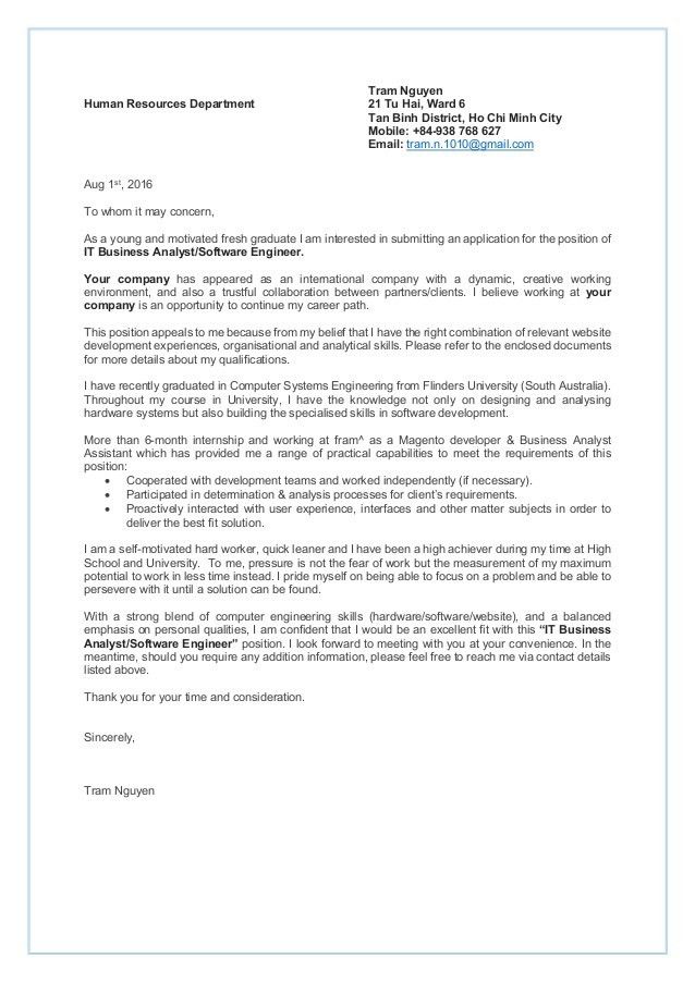 cover letter for hr internship