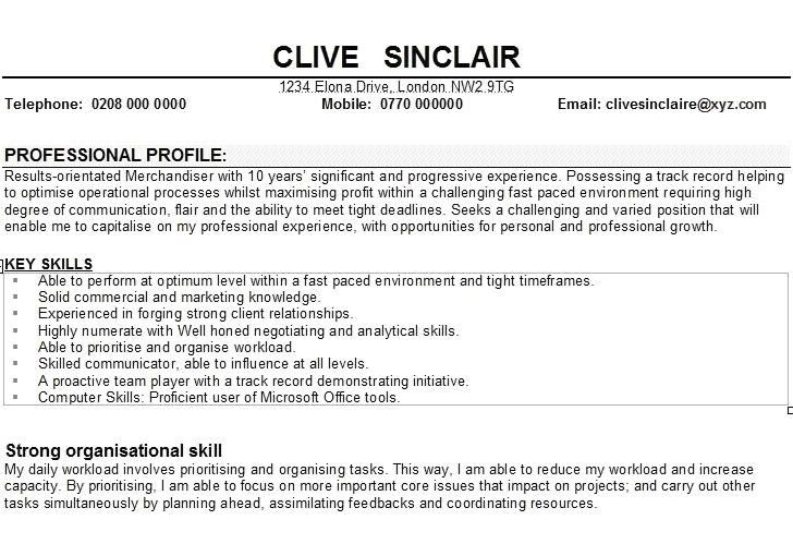 resume personal statement sample