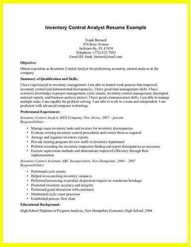 inventory management resume