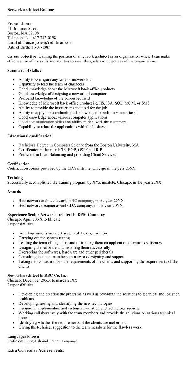 senior architect resume
