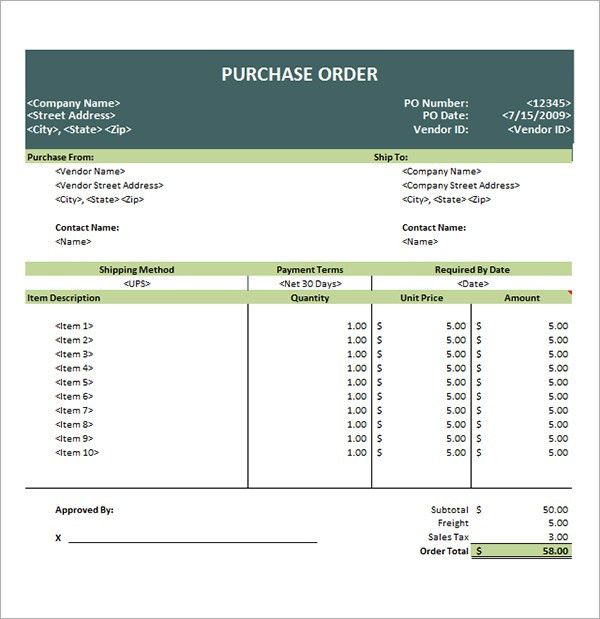 purchase order templates word