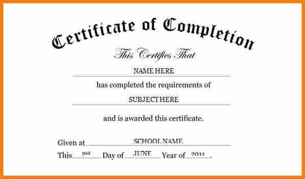 microsoft word certificate of completion