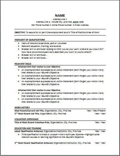 resume canada samples