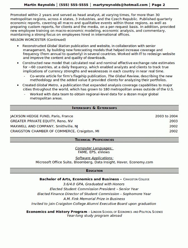 portfolio resume sample