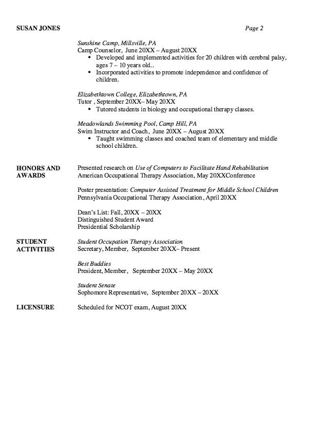 example of graduate school resume