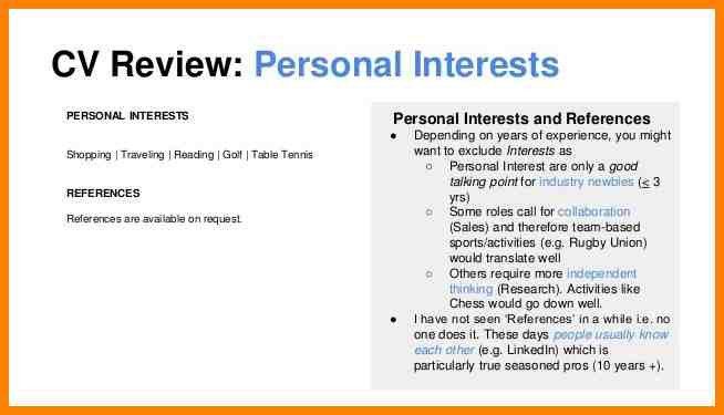 hobbies and interests on a resume examples