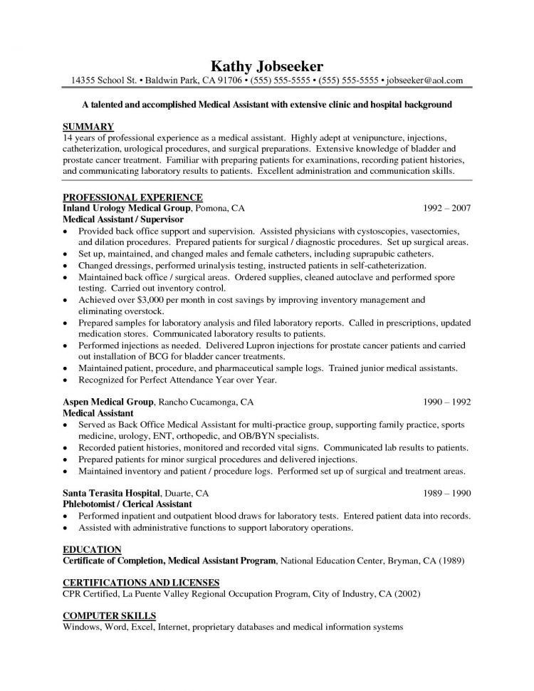 medical assistant example resumes