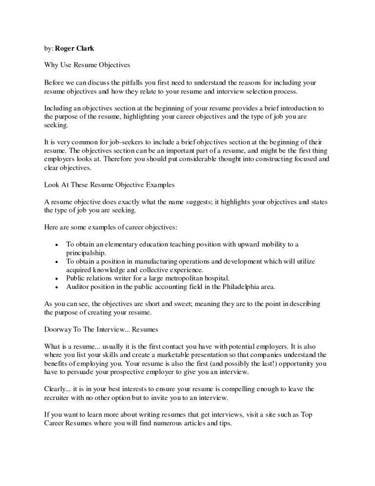 objective section on resume