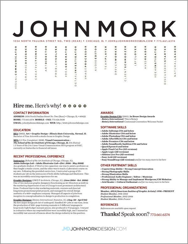 resume template for graphic designer