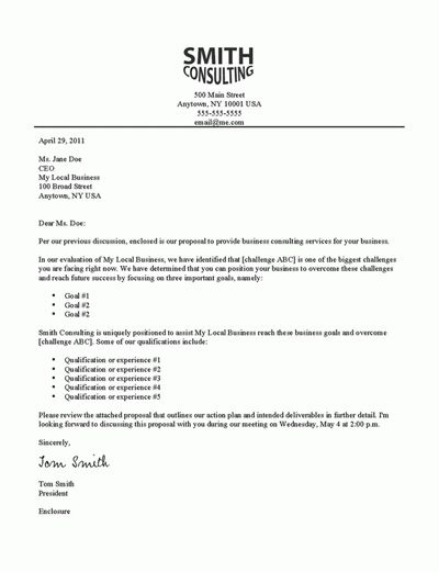 project proposal cover letters