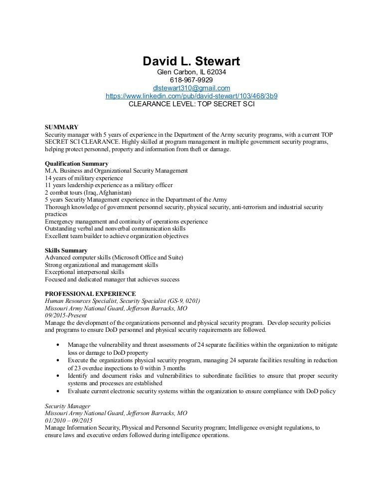 physical security specialist resume