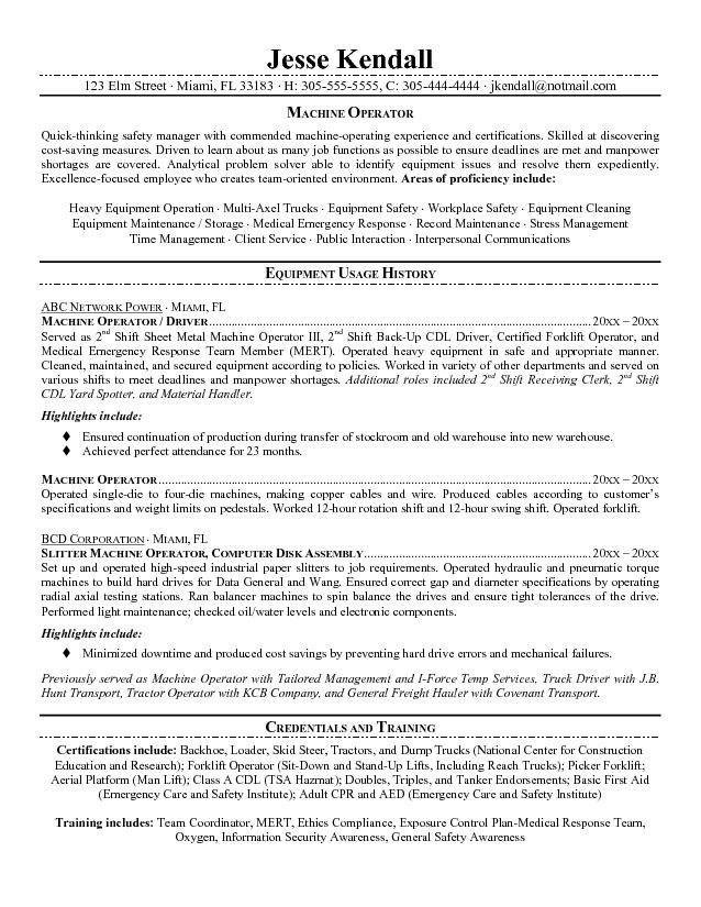 sample resume for forklift operator