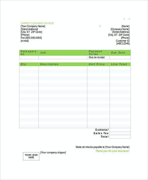 cleaning company invoice