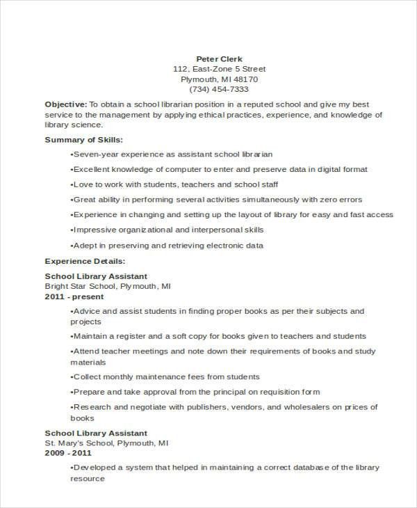 librarian resume templates